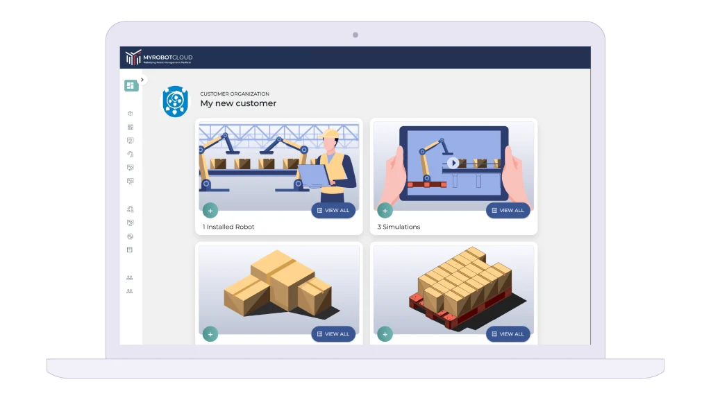 Home 11 laptop showing myrobot.cloud interface